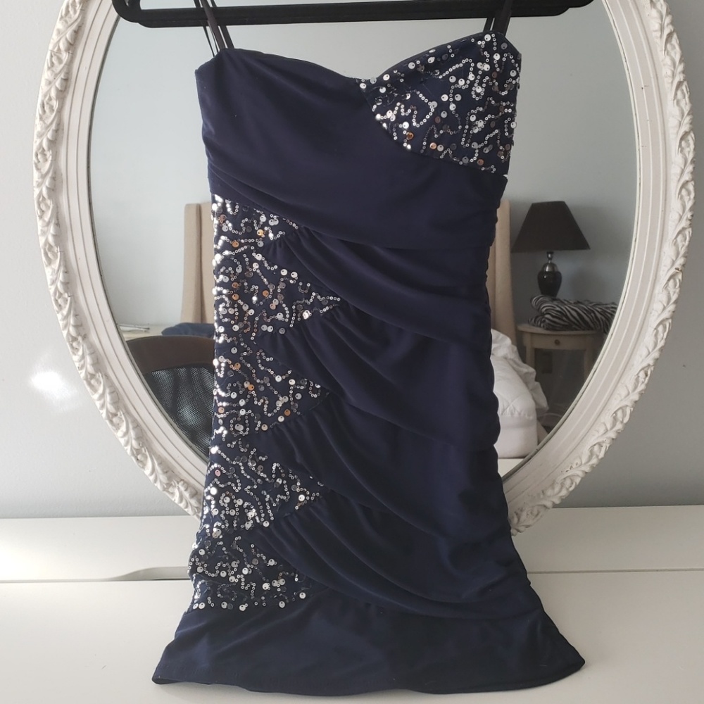 DEB blue sequin dress